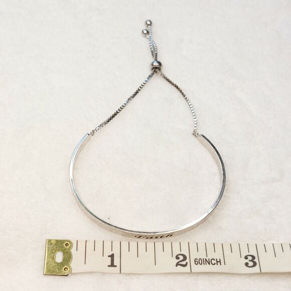 Silver Tone Slide Adjuster Faith Bracelet - Picture 4 of 6